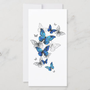 Blue Flying Butterflies Morpho Card
