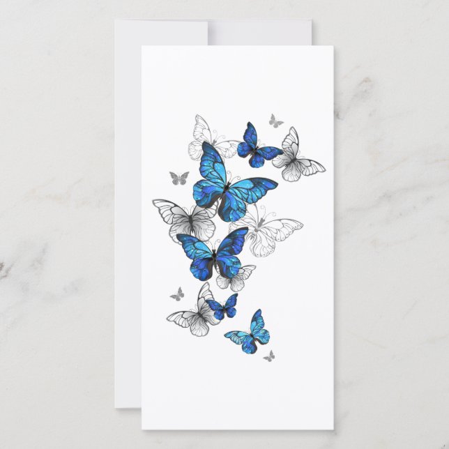 Blue Flying Butterflies Morpho Card (Front)