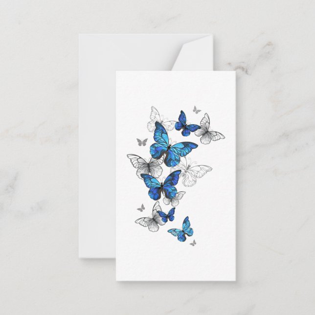 Blue Flying Butterflies Morpho Card (Front)