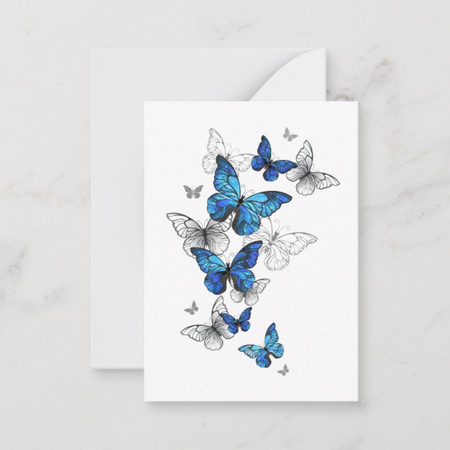 Blue Flying Butterflies Morpho Card (Front)