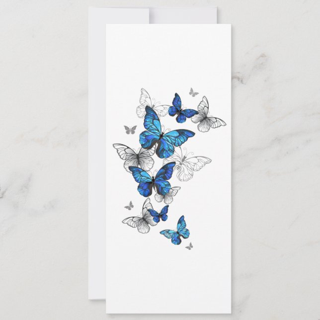 Blue Flying Butterflies Morpho Card (Front)