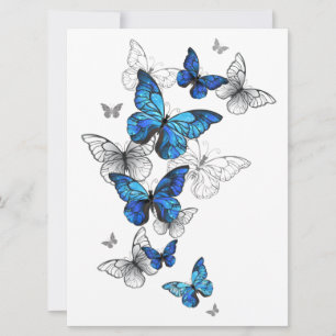 Blue Flying Butterflies Morpho Card