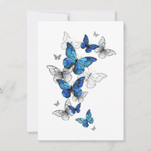 Blue Flying Butterflies Morpho Card