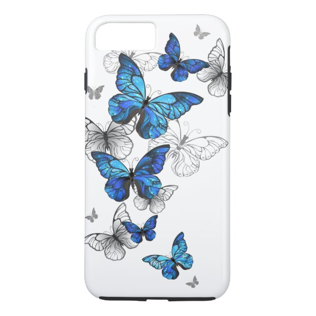 Blue Flying Butterflies Morpho Case-Mate iPhone Case (Back)