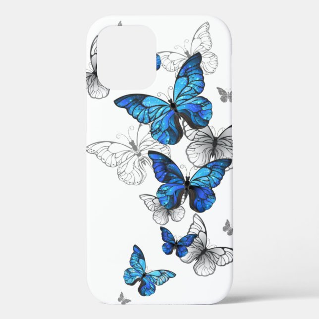 Blue Flying Butterflies Morpho Case-Mate iPhone Case (Back)