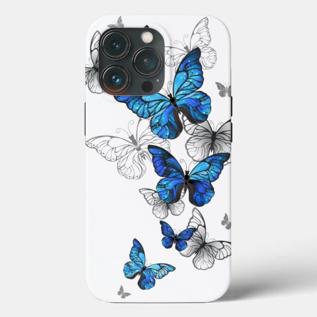 Blue Flying Butterflies Morpho Case-Mate iPhone Case (Back)