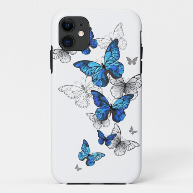 Blue Flying Butterflies Morpho Case-Mate iPhone Case (Back)