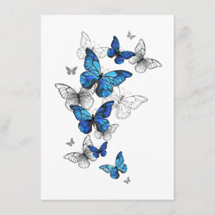 Blue Flying Butterflies Morpho Enclosure Card