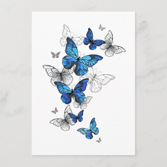 Blue Flying Butterflies Morpho Enclosure Card (Front)