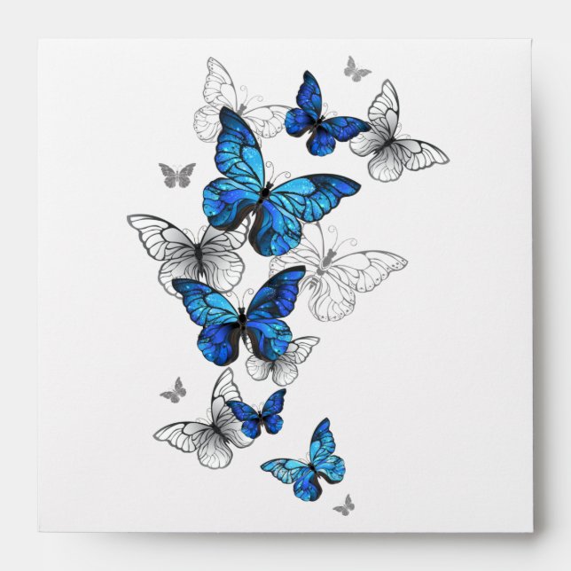 Blue Flying Butterflies Morpho Envelope (Front)