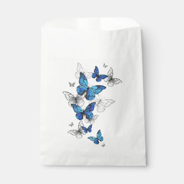 Blue Flying Butterflies Morpho Favour Bag (Front)
