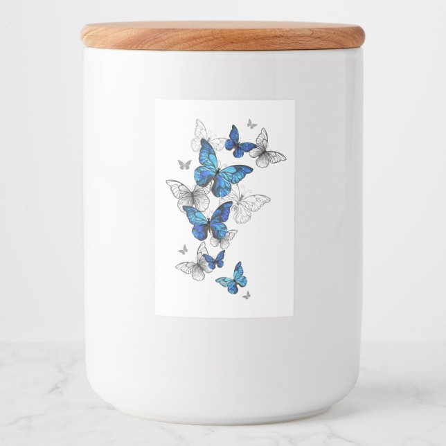 Blue Flying Butterflies Morpho Food Label (Front)