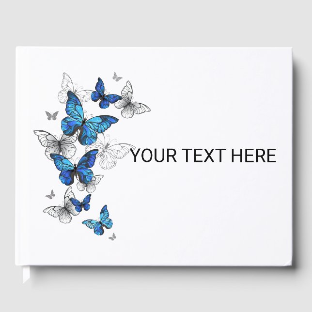 Blue Flying Butterflies Morpho Guest Book (Front)