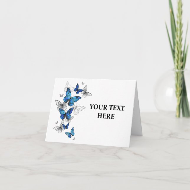 Blue Flying Butterflies Morpho Invitation (Front)