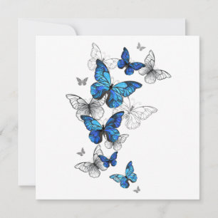Blue Flying Butterflies Morpho Invitation