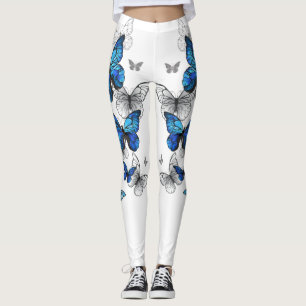 Blue Flying Butterflies Morpho Leggings