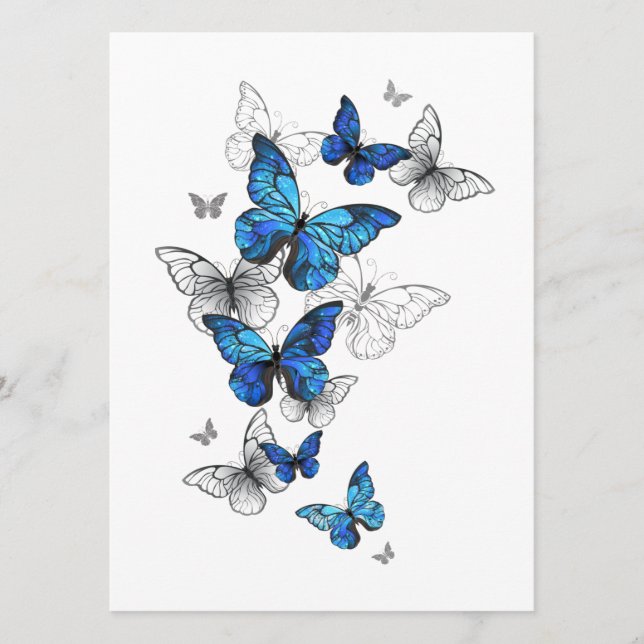 Blue Flying Butterflies Morpho Menu (Front)
