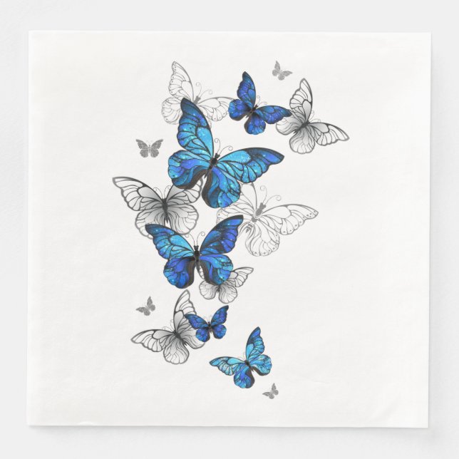 Blue Flying Butterflies Morpho Napkin (Front)