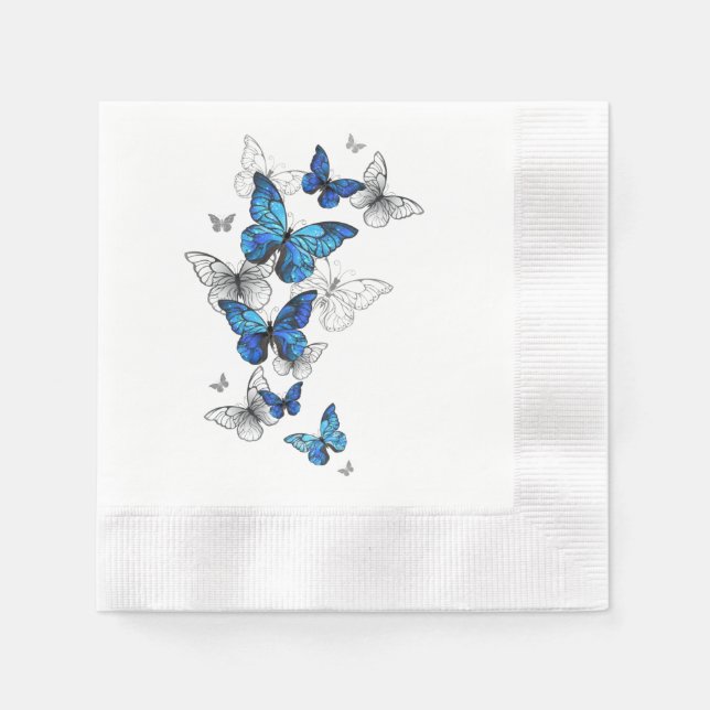 Blue Flying Butterflies Morpho Napkin (Front)