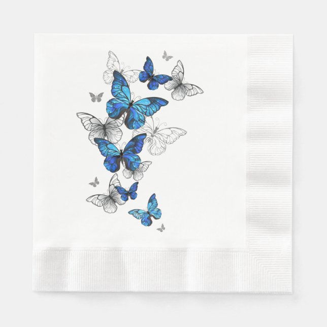 Blue Flying Butterflies Morpho Napkin (Front)