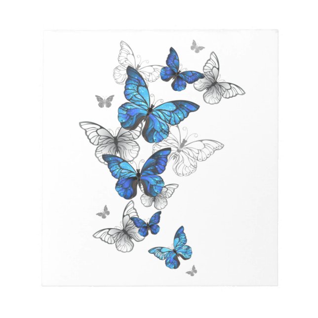 Blue Flying Butterflies Morpho Notepad (Front)