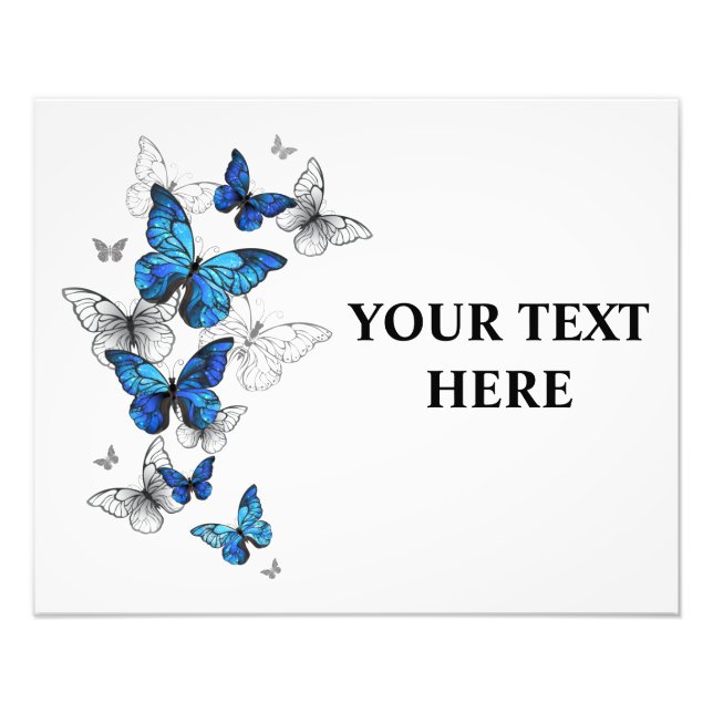 Blue Flying Butterflies Morpho Photo Print (Front)