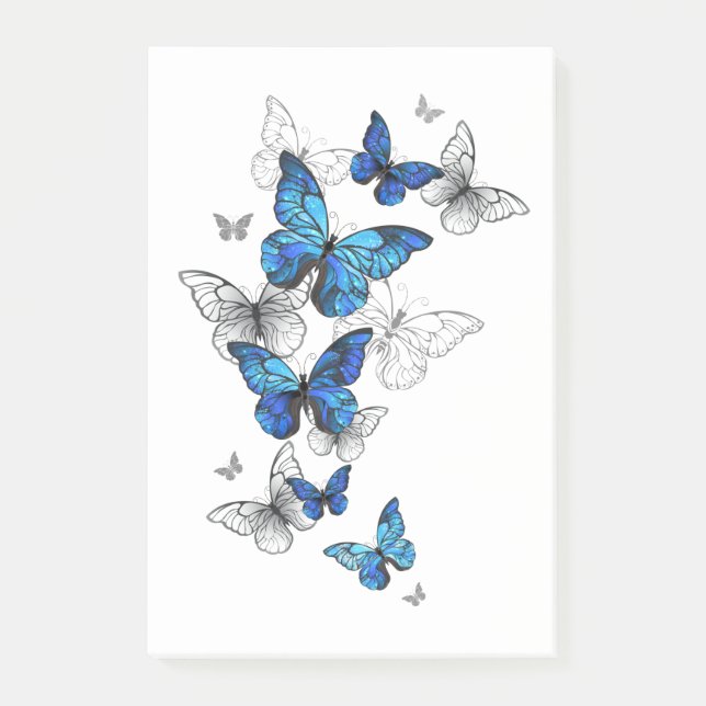 Blue Flying Butterflies Morpho Post-it Notes (Front)
