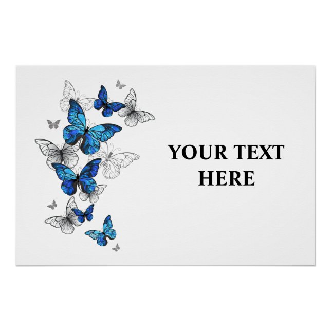 Blue Flying Butterflies Morpho Poster (Front)