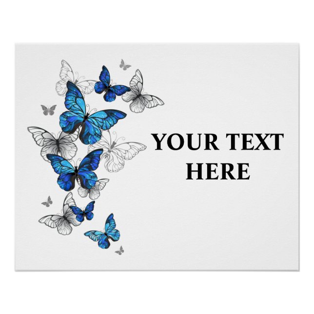 Blue Flying Butterflies Morpho Poster (Front)