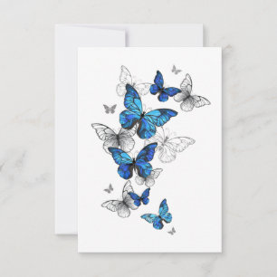 Blue Flying Butterflies Morpho Save The Date