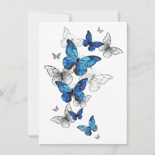Blue Flying Butterflies Morpho Save The Date