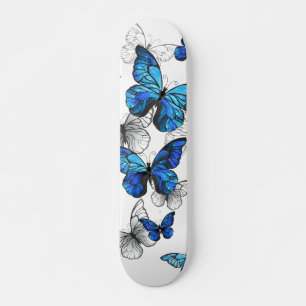 Blue Flying Butterflies Morpho Skateboard