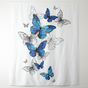 Blue Flying Butterflies Morpho Tapestry