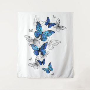 Blue Flying Butterflies Morpho Tapestry