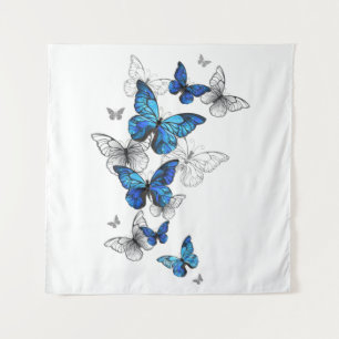 Blue Flying Butterflies Morpho Tapestry