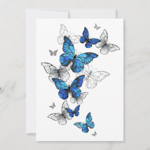 Blue Flying Butterflies Morpho Thank You Card