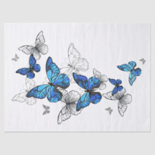 Blue Flying Butterflies Morpho Tissue Paper