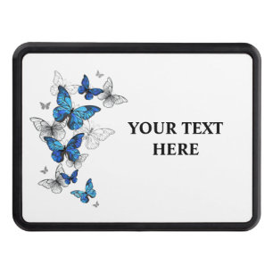 Blue Flying Butterflies Morpho Trailer Hitch Cover