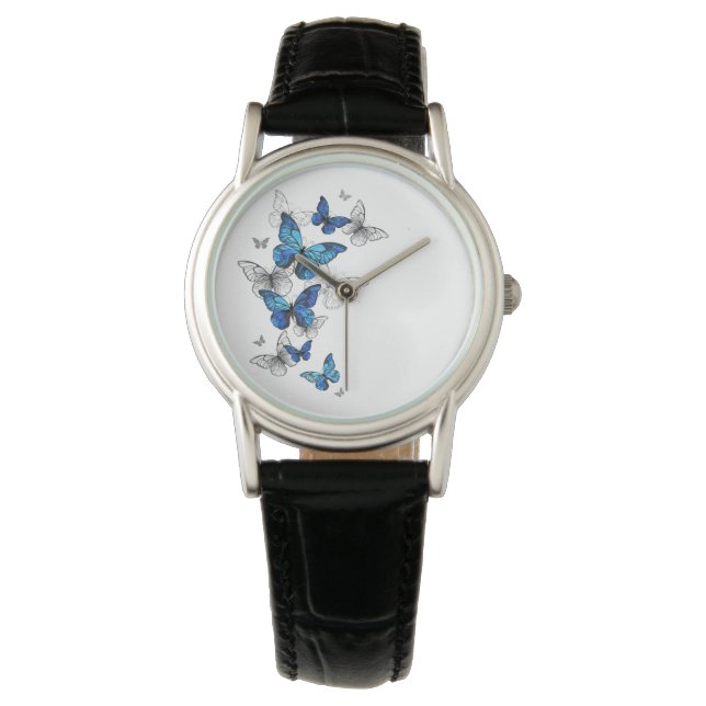 Blue Flying Butterflies Morpho Watch (Front)