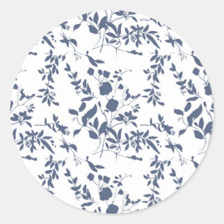 Blue Foliage Envelope Liner Classic Round Sticker