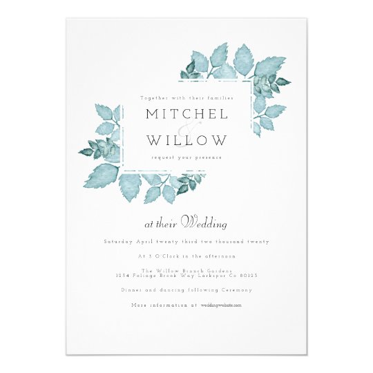 Blue Foliage Watercolor | Wedding Invite