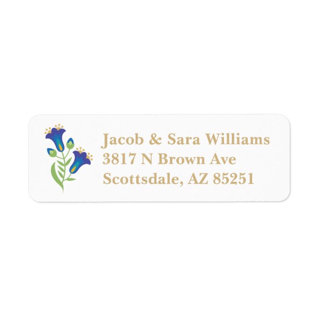 Blue Folk Art Flowers Address Labels (Front)