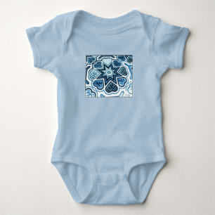 Blue Folk Art Hearts Infant Creeper