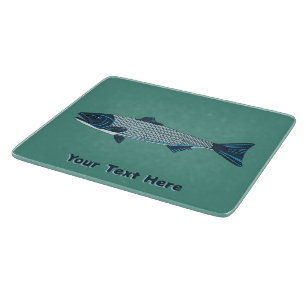 Blue Folk Art Trout/Salmon Cutting Board