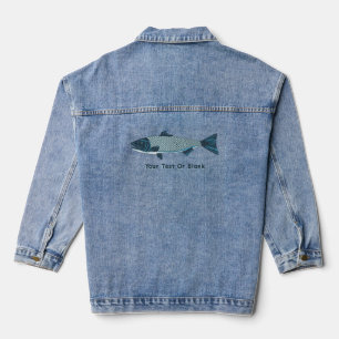 Blue Folk Art Trout/Salmon Denim Jacket