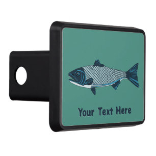 Blue Folk Art Trout/Salmon Trailer Hitch Cover