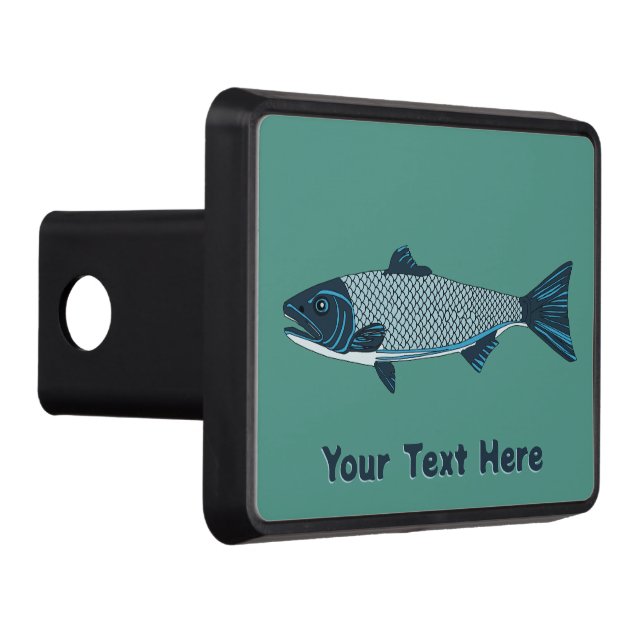 Blue Folk Art Trout/Salmon Trailer Hitch Cover (Right)