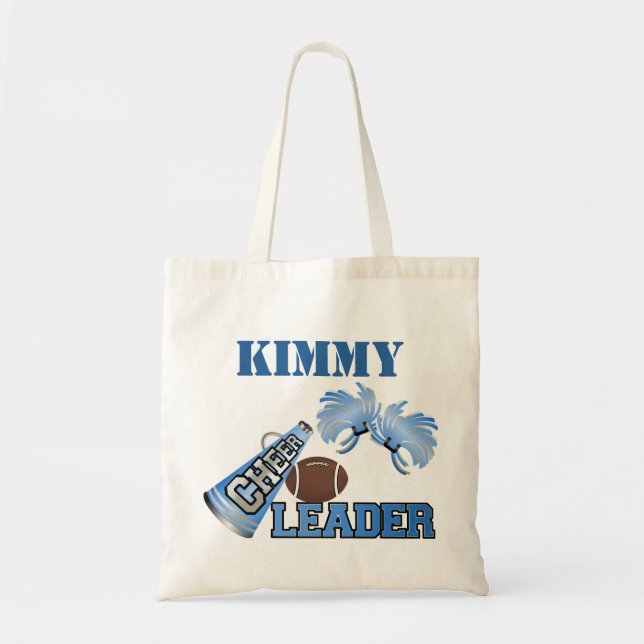 Blue Football Cheerleader Canvas Tote Bag (Front)