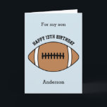 Blue Football Happy 13th Birthday Son Card<br><div class="desc">A blue football 13th birthday son card,  which you can easily personalize with his age and name. The inside reads a birthday message,  which you can easily edit as well. You can personalize the back of this football birthday card with the year.</div>