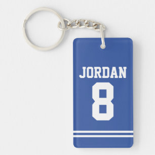 Blue Football Jersey with Number Keychain